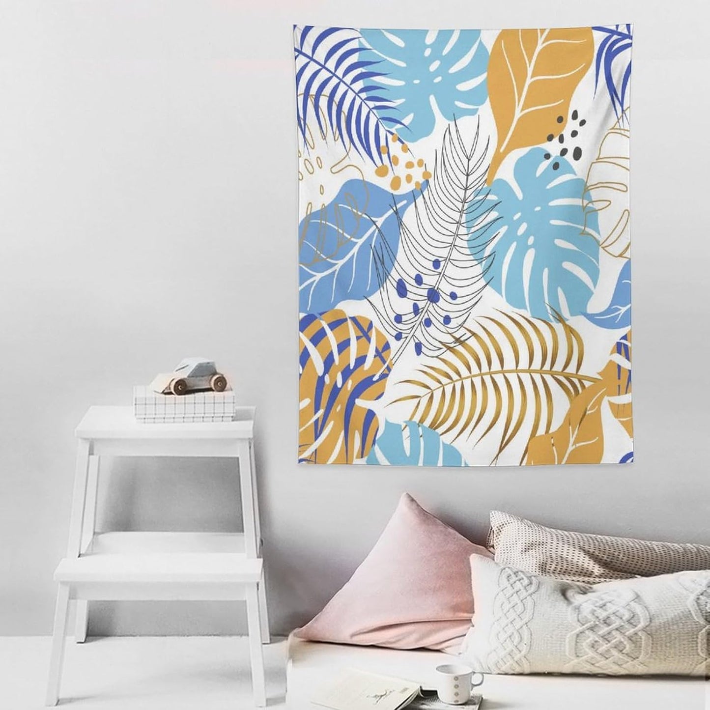 ICMOLYYENLO Tropical Palm Leaves Wall Tapestry, Wall Art for Room Decoration Beautiful Wall Hanging for Bedroom Living Room Dormitory Apartment 60x60 Inch