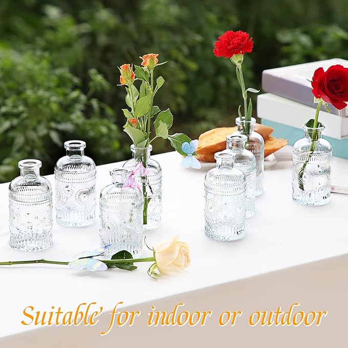 Glass Bud Vases in Bulk,Small Glass Vases for Flowers as Wedding Centerpieces for Tables,Clear Flower Vases Suitble for Wedding Decorations,Home Decor (Clear, 12 pcs)