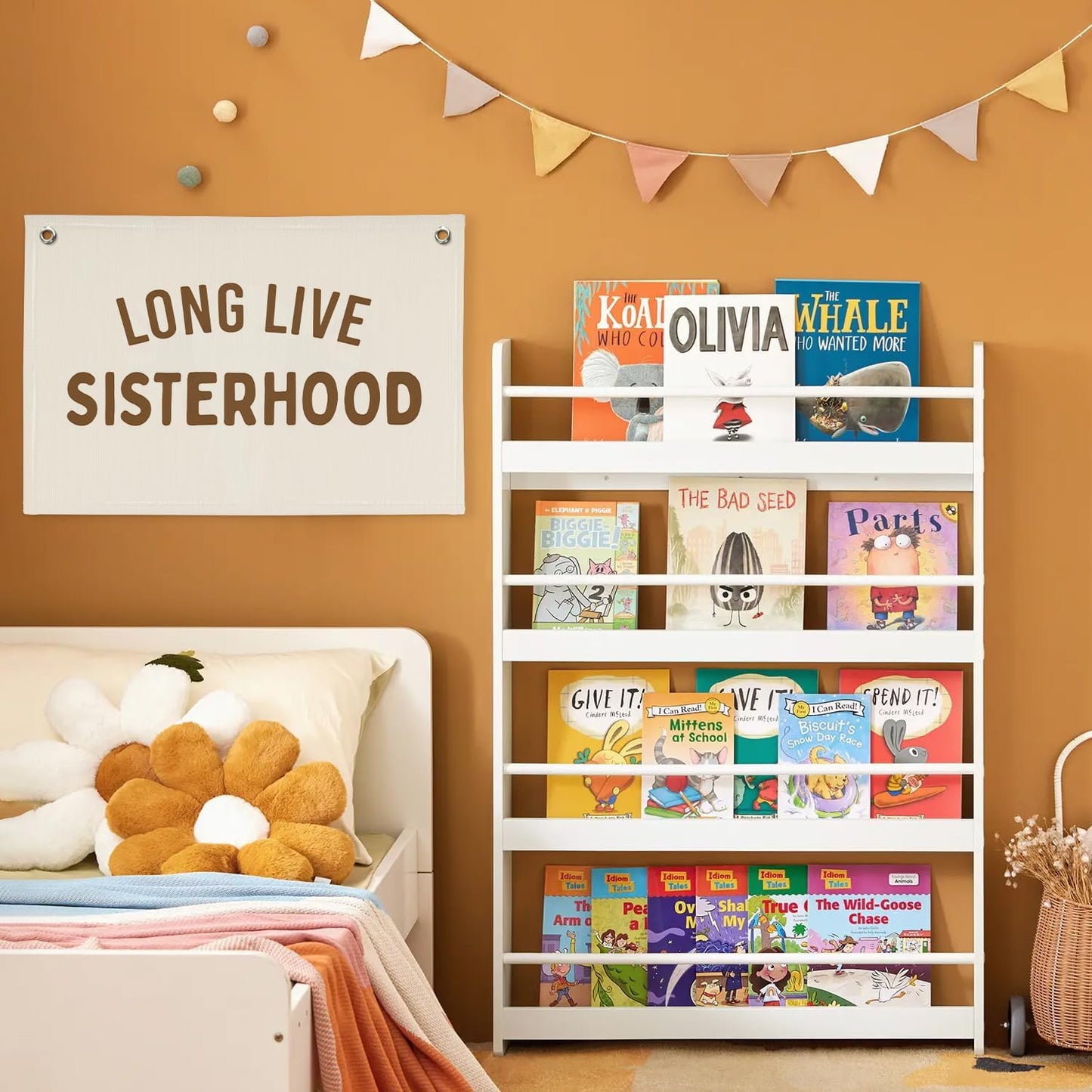 Girls Room Decor,Long Live Sisterhood Canvas Banner,Nursery Playroom Wall Decor for Girls Bedroom Toddler Decorations Teen Girls Room Decor,Twins Bedroom Decor Flag Canvas Banner 30x20 Inch