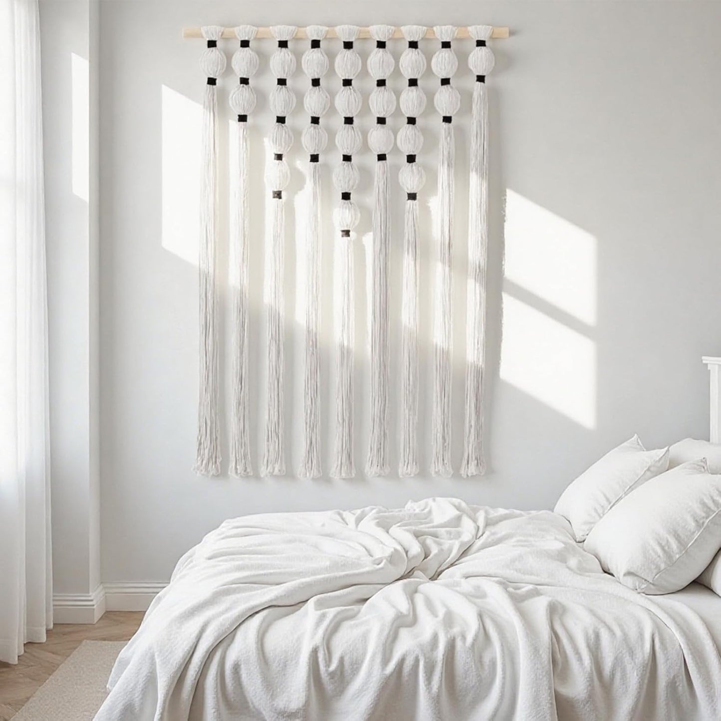 HYVAKUPPA Large Macrame Wall Hanging Boho Woven Tapestry Wall Decor Yarn Art Bohemian Handwoven Sphericity Cotton Textile Tapestry for Living Room Bedroom