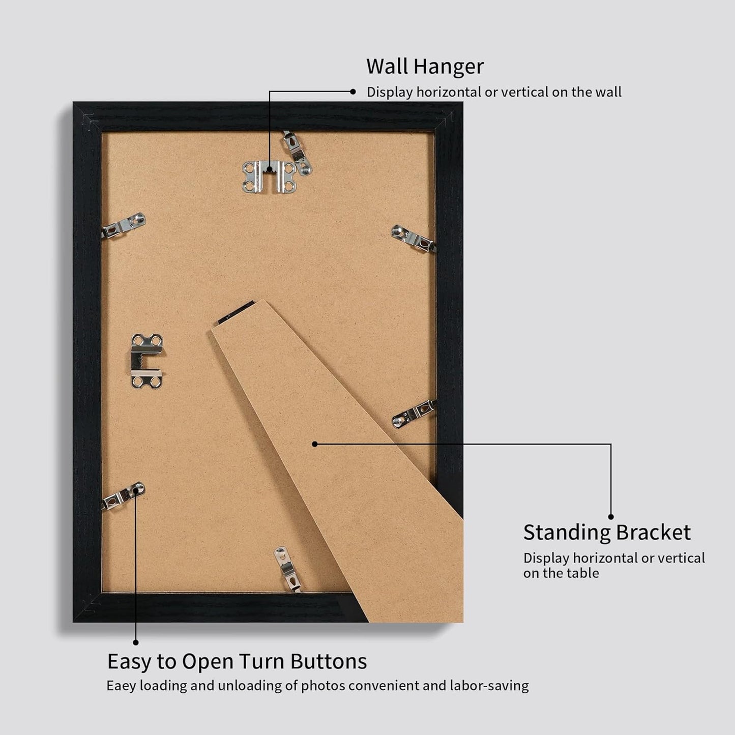 iRahmen 9x12 Picture Frame Set of 4 with Tempered Glass, Black Frames Display 6x8 Picture with Mat or 9 x 12 Without Mat, Wood Photo Frames for Tabletop Display and Wall Mounting