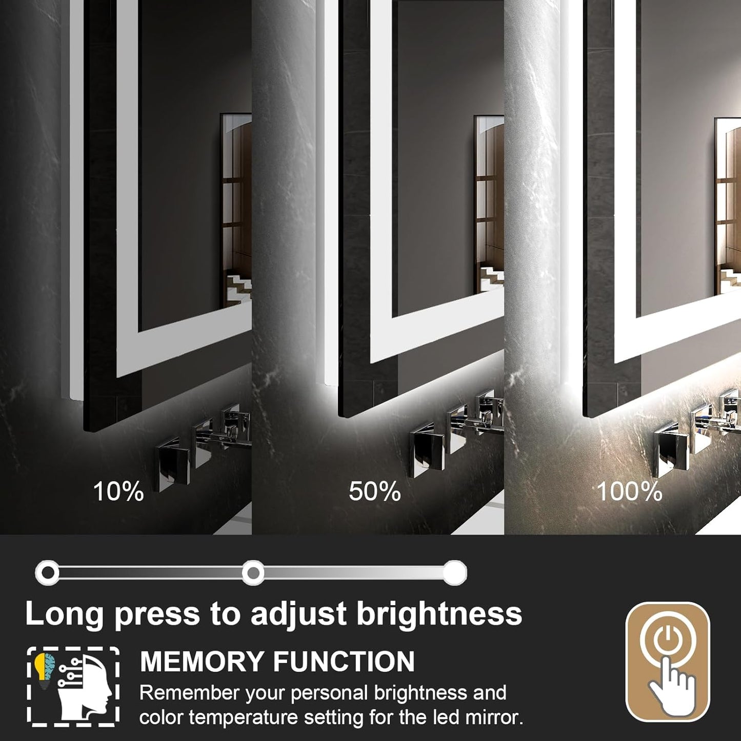 LED Mirror for Bathroom 36x36 Lighted Bathroom Vanity Mirrors with Lights, Brighter Frontlit and Backlit Anti-Fog Mirror, Tempered Glass, Dimmable 3 Colors Light Modes, Memory Function