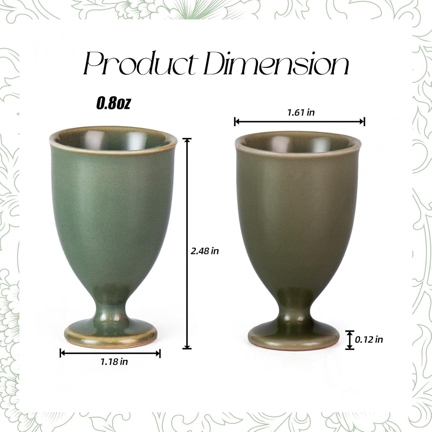 KAMMAK Ceramic Tea Cups Small, Cute Vintage Coffee Cup Set of 2, Porcelain Teacups Espresso Mug, 0.8oz Hand Painted Chinese Afternoon Tea Party Mugs, Birthday Gift for Women Men, Yueyao Qingfeng