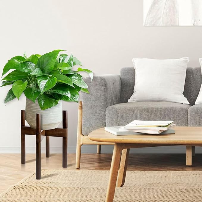 Plant Stand Indoor, Mid Century Modern Plant Holder, Wood Corner Flower Pot Stand for Living Room,(Pot & Plant Not Included),1Pack