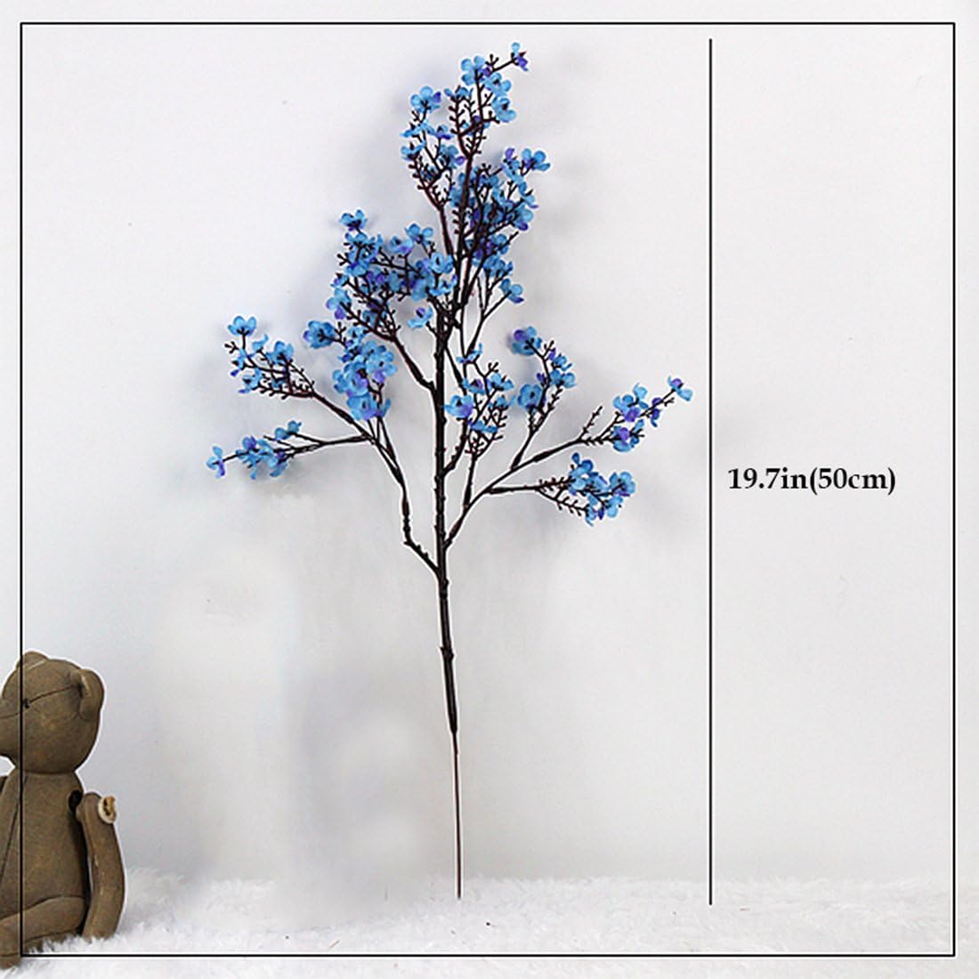 JAKY-Global 9pcs Babys Breath Artificial Flowers Gypsophila Bouquet Bulk Fake Spring Silk Small Flowers Real Touch Faux Floral for Home Bedroom Kitchen Garden Wedding Christmas Party DIY Decor (Blue)