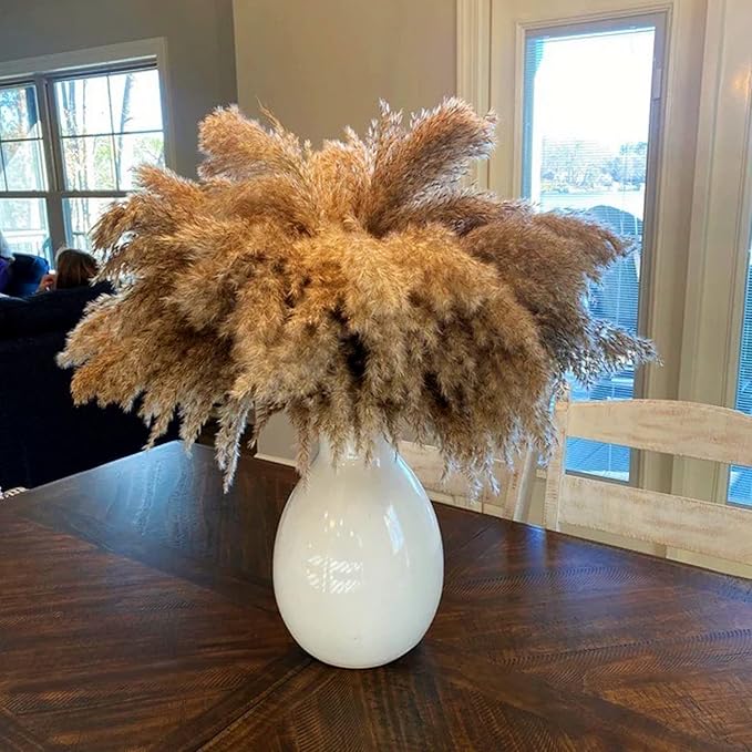 12 Pcs Large Dried Pampas Grass Decor Tall 35 inches, Boho Decor Pompas Floral for Arrangements Home Wedding Yard Party Photography, Fluffy