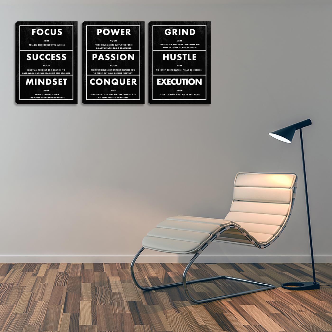 Large Motivational Office Wall Art Success Wall Decor Inspirational Canvas Paintings Black Hustle Quotes Posters Decoration Wall Picture Framed Artwork Living Room Bedroom Home (72" Wx36 H)
