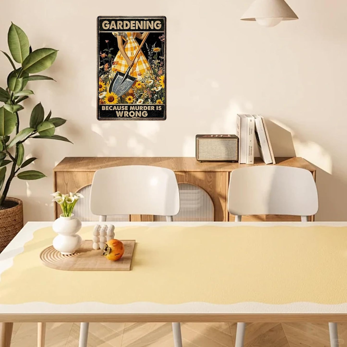 Funny Sign Gardening Because Murder Is Wrong Metal Tin Sign Retro Wall Decor for Kitchen Outdoor Backyard Gate Farmhouse Garden 12×8 Inch