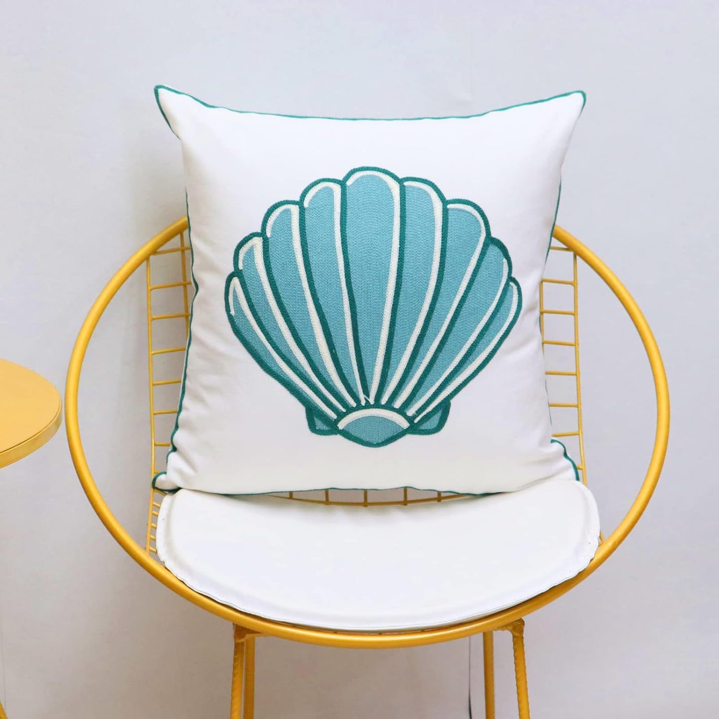 1 PCS Embroidered Throw Pillow Cover Cotton Decorative Square Cushion Cases Pattern Art Covers for Home Sofa Bed and Chair case Creative Luxurious 18 x 18 Inch (Dark Blue)