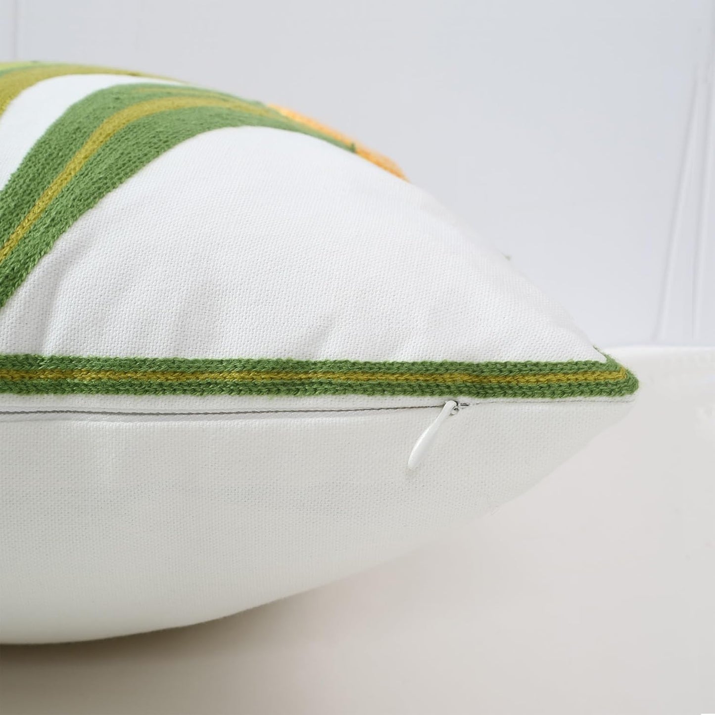 Embroidery Throw Pillow Cover 18x18 Home Decor Floor Pillow Cover for Couch Sofa Chair Gift 100% Cotton Floral Embroidered Cushion Cover Square Pillowcase 45x45cm Yellow Tulip, 1 Piece