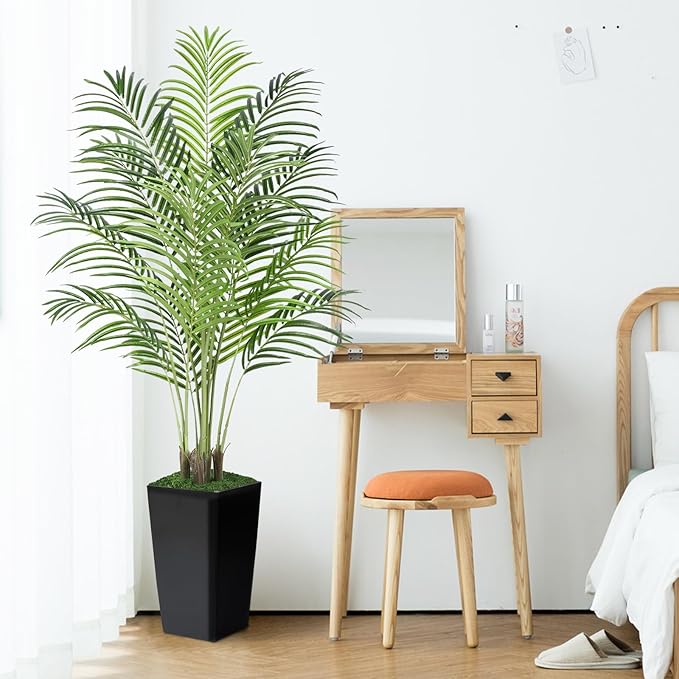 5ft Artificial Palm Tree with Black Planter-Tall Artificial Indoor Plants, Fake Tropical Palm Tree, Faux Silk Plants for Home Office Living Room Bedroom Modern Decor
