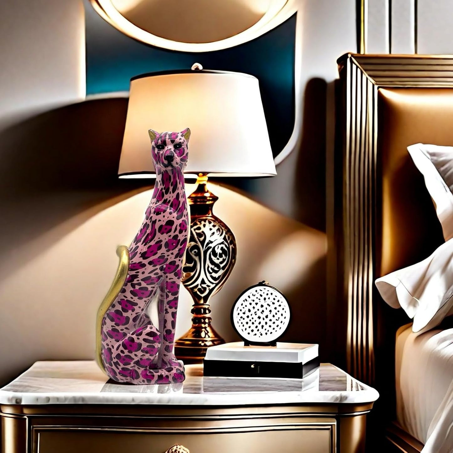 Colorful Leopard Statue Art Figurine Sculpture Collectible Gifts for Leopard Lover Office Home Decor Desk Accessories Decoration Garden Figurines Outdoor Decor (Color B)