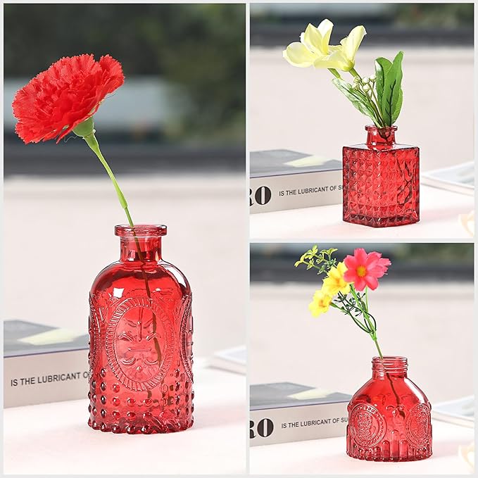 Glass Bud Vases Set of 30 pcs for Wedding,Home Decor,and Events,Mini Vases for Centerpieces and Gifts,Ideals for Candle Holders,Diffuse Bottles,Plant hydroponics Stations(Wine Red)