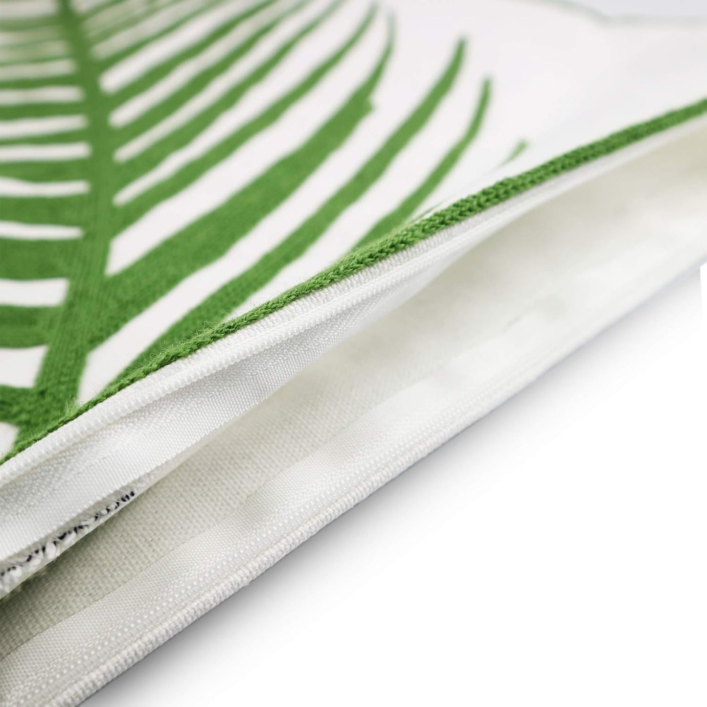 Embroidery Throw Pillow Cover 18x18 Inches Decorative Floor Pillow for Couch 100% Cotton Cushion Cover Tropical Green Palm Leaf Embroidered Pillowcase 45x45cm, 1 Piece