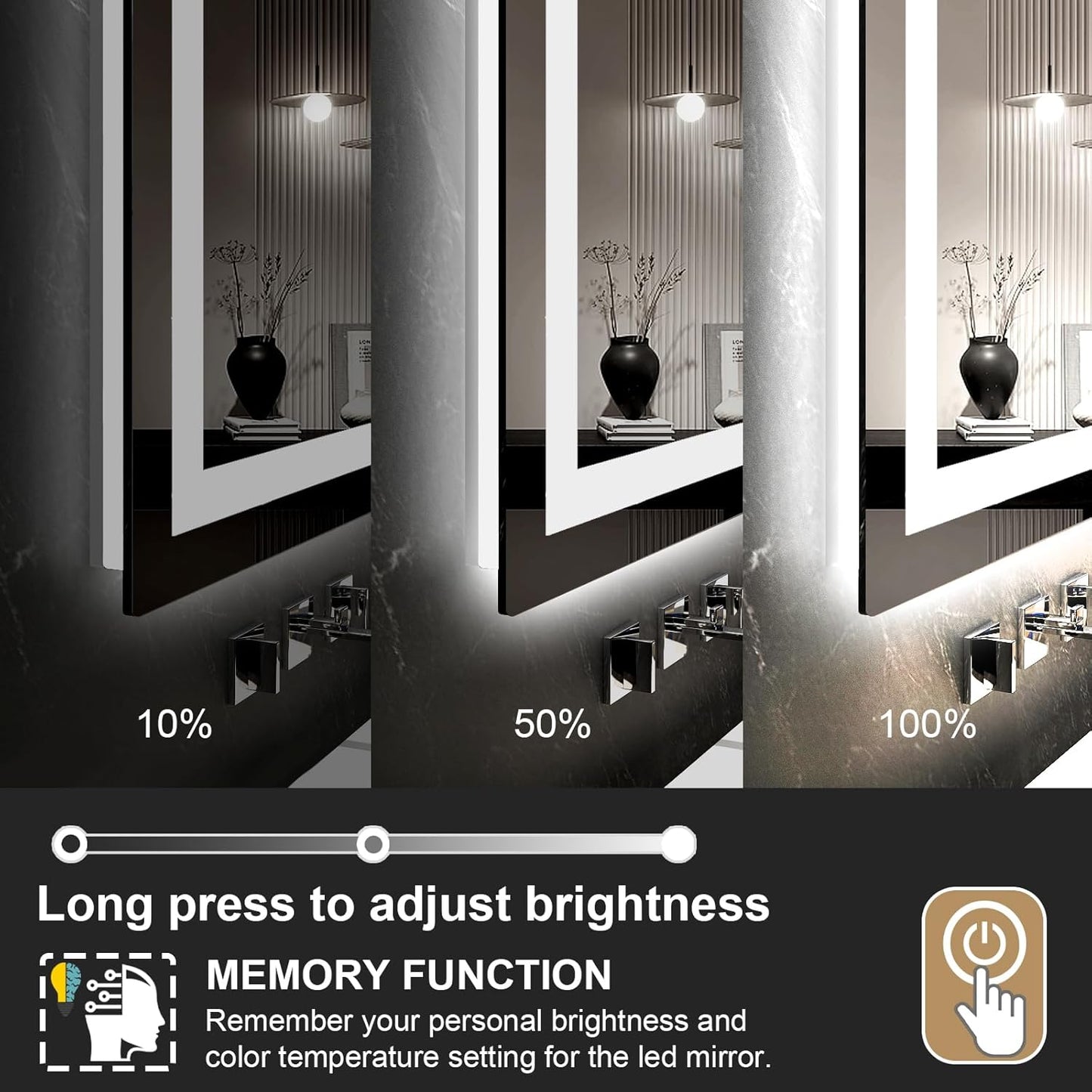 LED Mirror for Bathroom 24x36 Lighted Bathroom Vanity Mirrors with Lights, Brighter Frontlit and Backlit Anti-Fog Mirror, Tempered Glass, Dimmable 3 Colors Light Modes, Memory Function