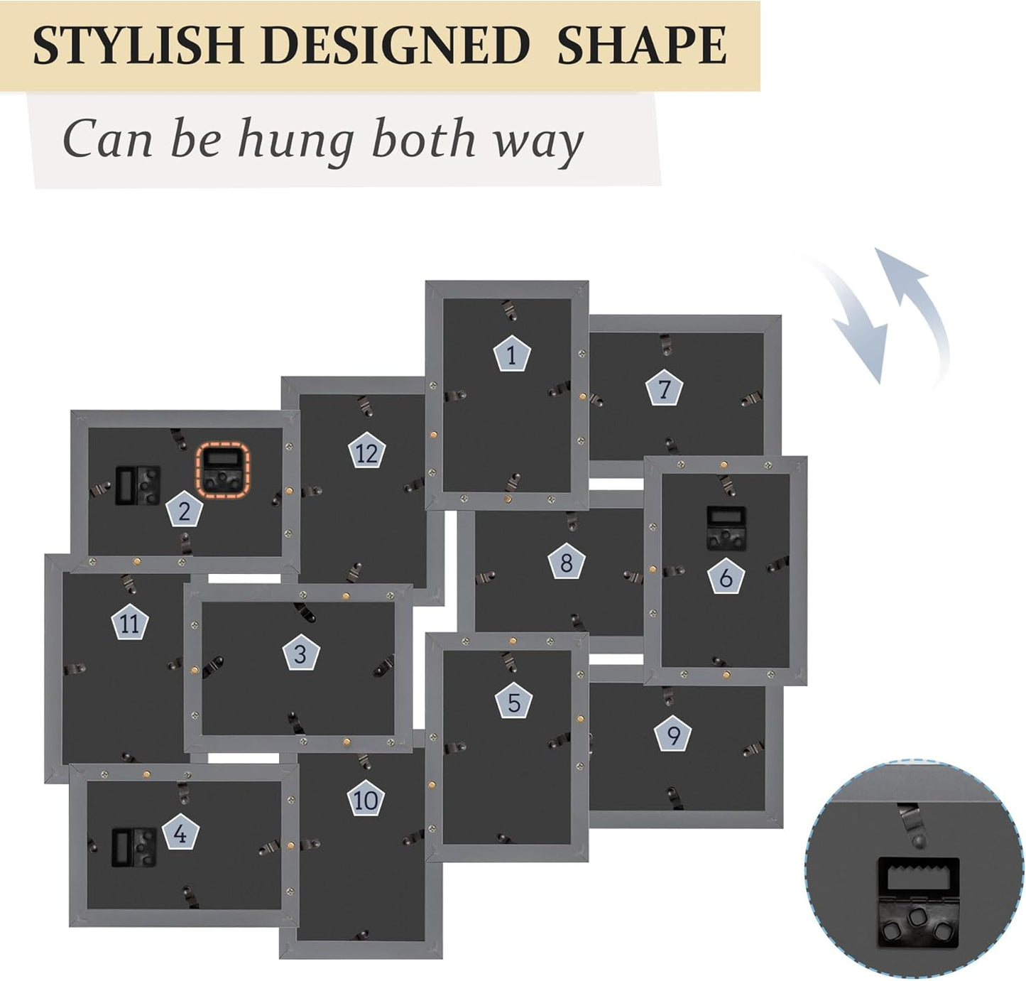 Jerry & Maggie 12 Pack Collage Picture Frame, Photo Frame Wall Decor 4×6 Pictures 12 Opening, Wall Photo Frames for Living Room Decorations, Assembly Required, Ashes/ 2 Pack