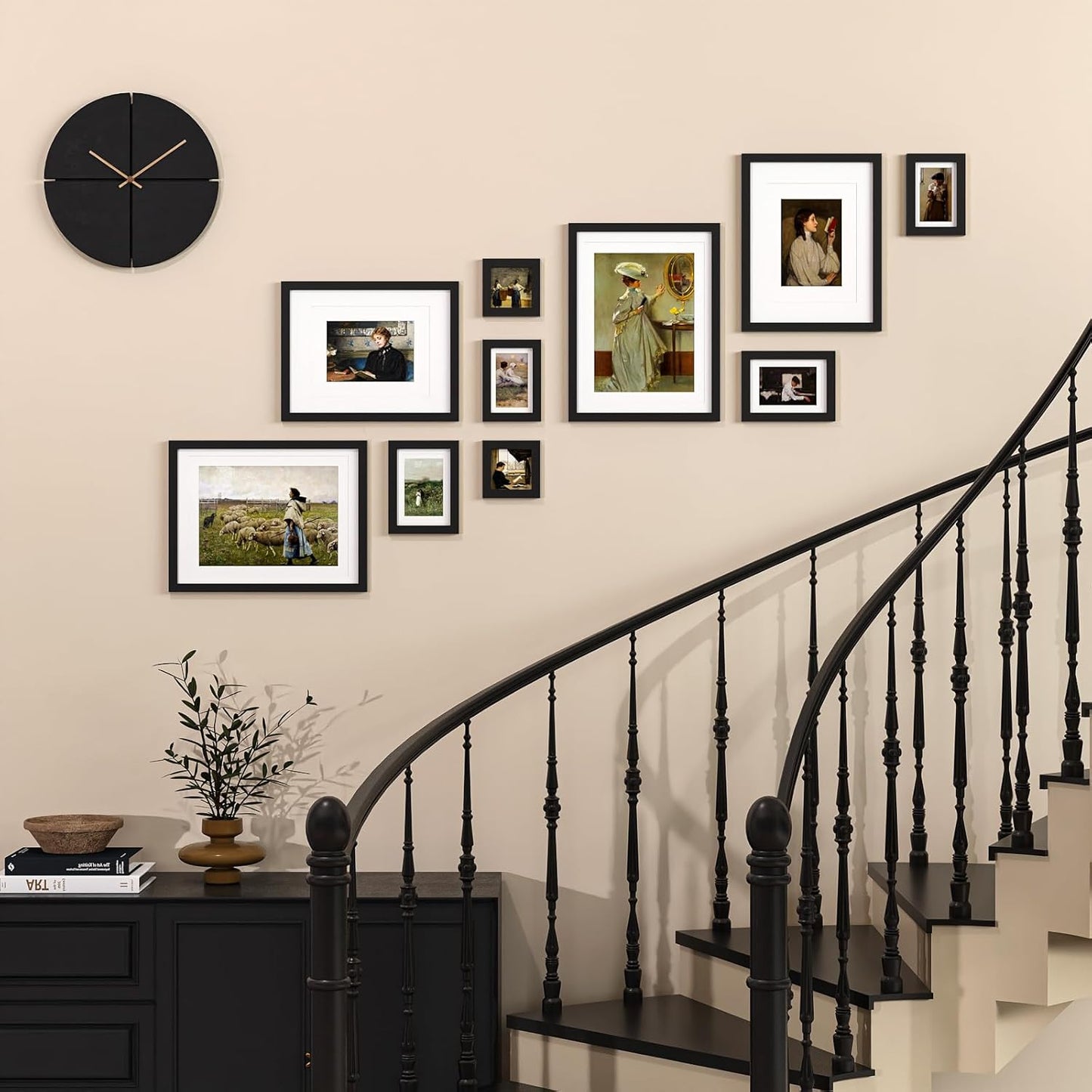 Egofine Picture Frame Set 10 Pack, Picture Frames Collage Wall Decor with Two 12x16,Two 11x14,Two 5x7,Two 4x6,Two 4x4 for Wall and Tabletop, Made of Solid Wood, Covered by Plexiglass, Black