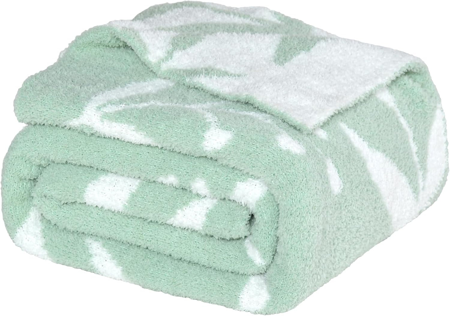 Leaf Pattern Throw Blanket Soft Cozy Spring Blanket for Bed, Couch, Sofa Lightweight Breathable Stylish Seasonal Home Decor Blanket Sage Green 50x60 Inches