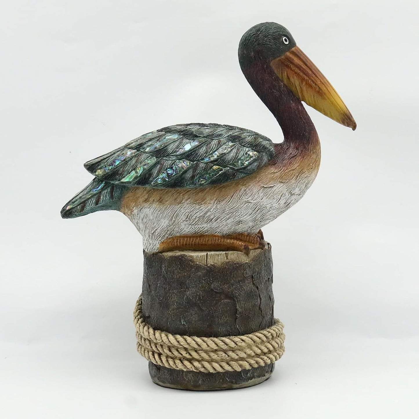 Lukitas Perching Pelican Statue and Sculpture Decor, Coastal Ocean Bird Figurine, Creative Decorative Ornament for Home Garden Yard Lawn Outdoor, Resin 12''