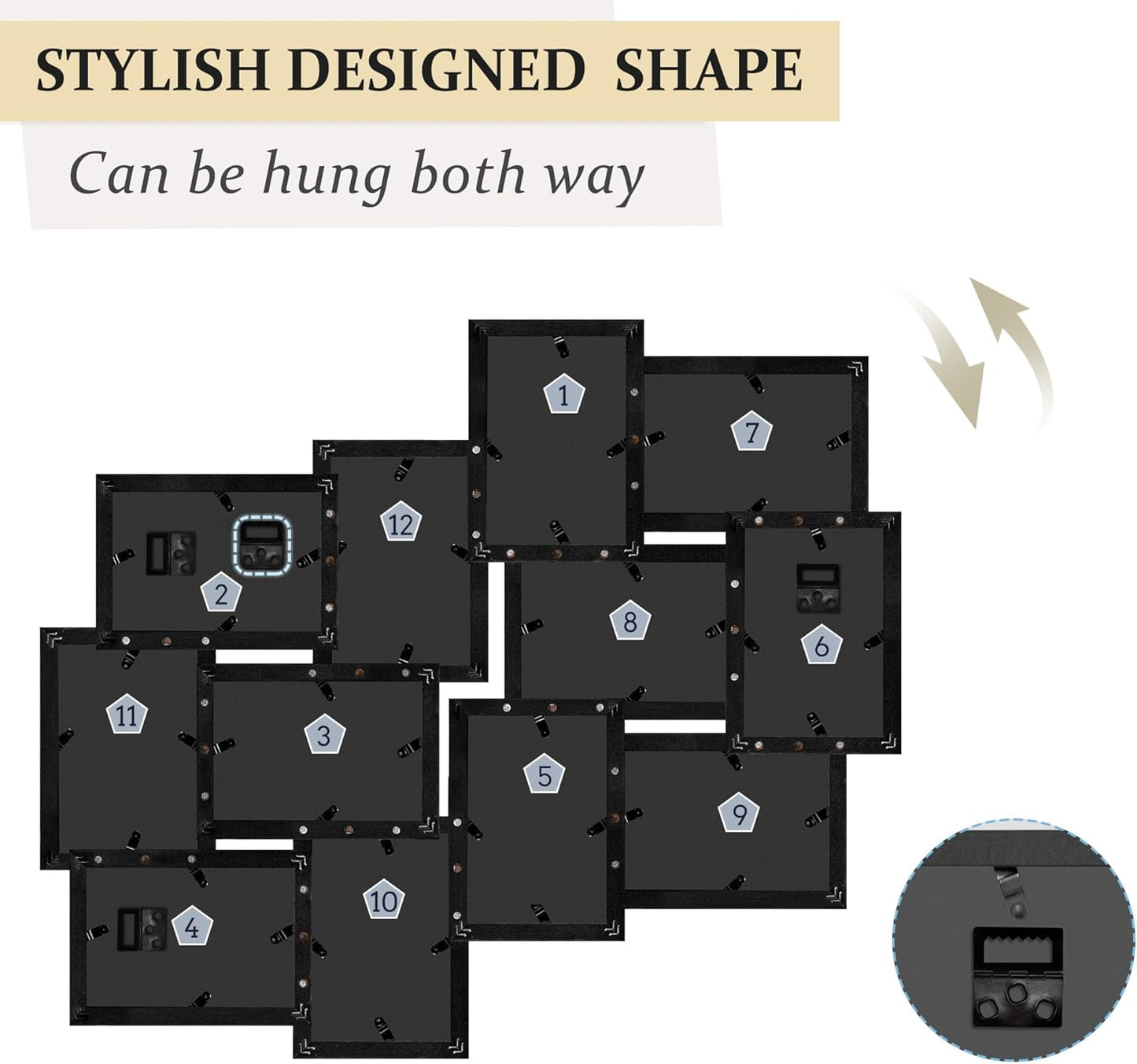 Jerry & Maggie 12 Opening Collage Picture Frame, Multi Picture Frame for Wall, 4x6 Inches, Plastic Wall Picture Frames for Living Room, No Assembly, Black/ 2 Pack