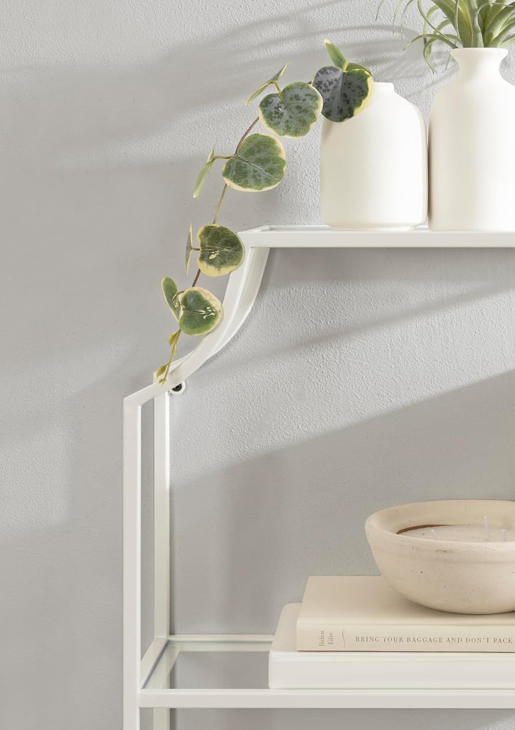 Kate and Laurel Ciel Glam Geometric Wall Shelf; 18 x 24; White; Decorative Shelves for Use as Over-The Toilet Storage or Bedroom Display Shelving