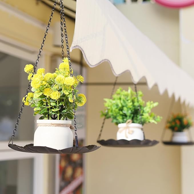 Hanging Planter for Indoor Outdoor, Plant Hanger, Hanging Plant Holder, Plant Pot Shelf Basket for Window Wall Ceiling Garden with Chains and Hooks, 2Pcs (Leaf)
