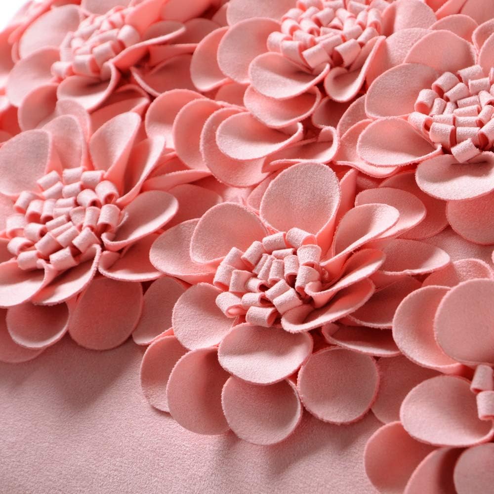 JWH Handmade 3D Flower Throw Pillow Covers Aesthetic Decorative Colorful Floral Accent Pillow Cases Stereo Pillowcase Cute Cushion for Car Bed Couch Bedroom Sofa 18x18 Inch Pink