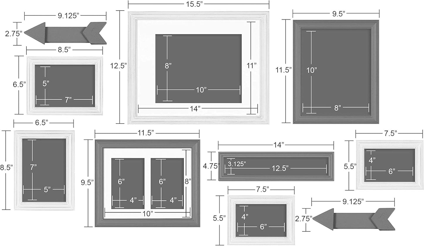 Kate and Laurel Bordeaux Expressions Wall Decor Collection, Set of 10, Coastal Finishes, Assorted Size Frames and Decorative Wall Accents