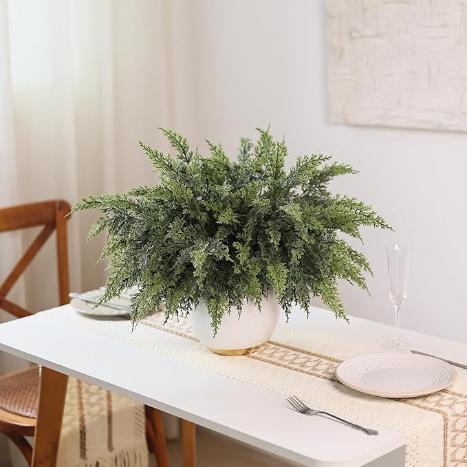 18" Real Touch Cedar Branches -48 Pcs, Artificial Christmas Cedar Branch Realistic Fake Pine Picks Faux Greenery Plants Stem for Vase DIY Crafts Garland Wreath Indoor Outdoor Home Decor