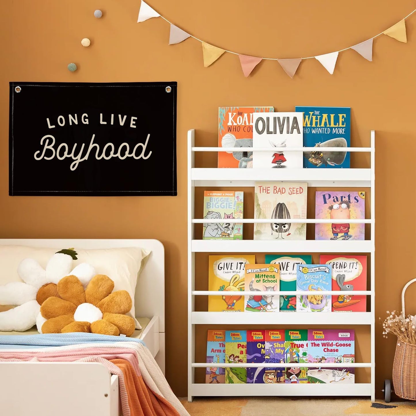 Long Live Boyhood Banner Boy Room Decor, Black Banner Flag Nursery Playroom Wall Decor for Bedroom Living Room Dorm Toddler Decorations Teen Boy Room Decor for kid banner Wall Hanging Linen Flag 30x20