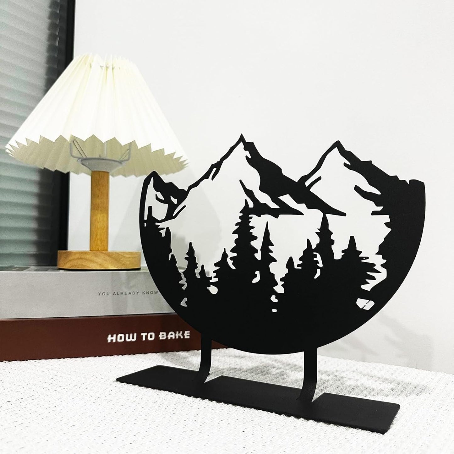 Metal Mountain Table Top Decor, Forest Decorative Sign, Woodland Tabletop Decor, Tabletop Decorative Accents, Travel Adventure Table Centerpiece for Home Farmhouse