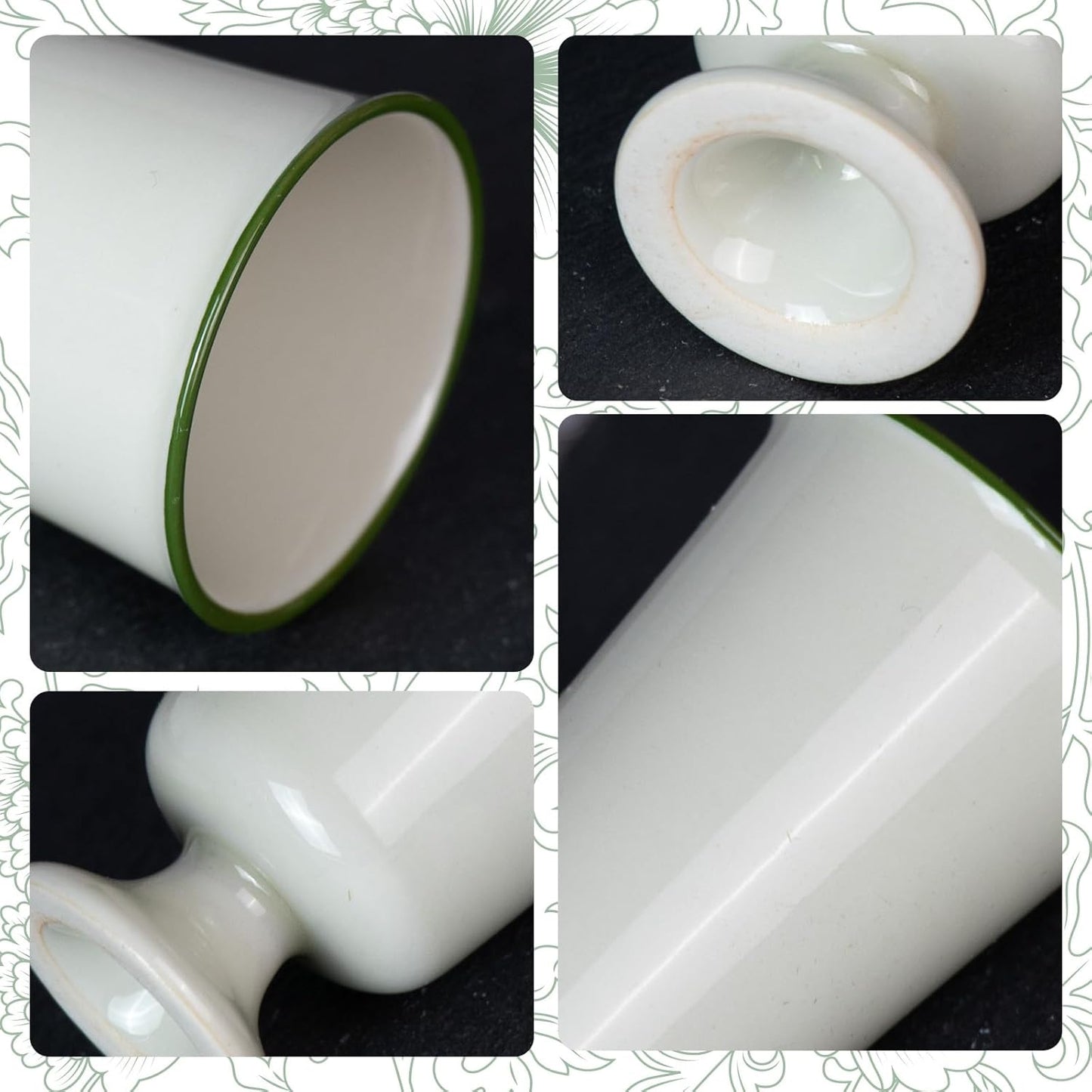 KAMMAK Ceramic Tea Cups Small, Cute Vintage Coffee Cup Set of 2, Porcelain Teacups Espresso Mug, 1.1oz Hand Painted Chinese Afternoon Tea Party Mugs, Birthday Gift for Women Men, Secret Green