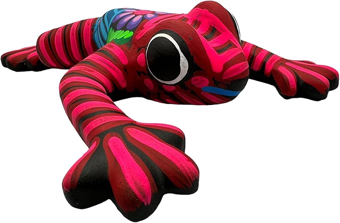 Talavera Frog Guerrero Sculpture Mexican Pottery Folk Art Multicolor Home Decor Handmade Hand Painted Indoor Outdoor Garden 6" (Multicolor)