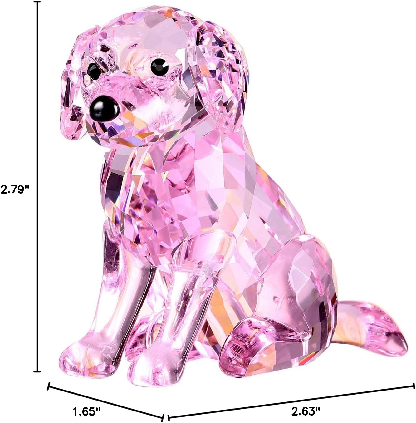 Crystal Labrador Dog Puppy Figurine Animals Lovely Craft Home Decor Ornaments Collectible Birthday Gifts (Pink)