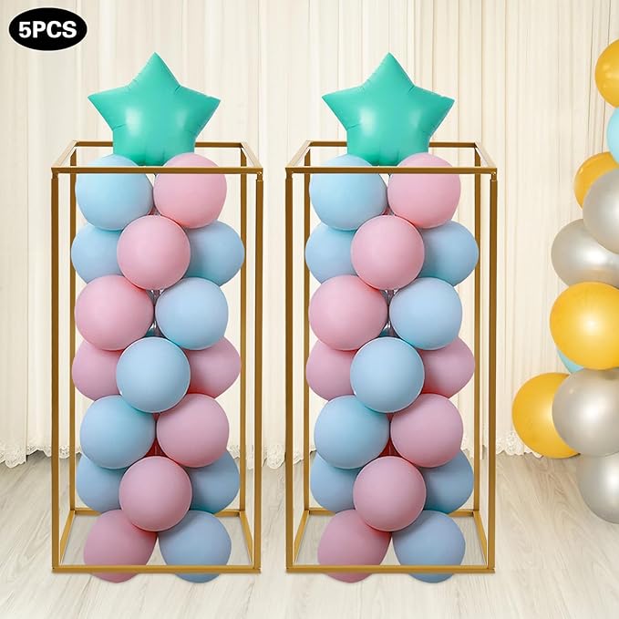 5 Pcs Metal Flower Stand for Wedding Centerpieces Stand Column Vases Wedding Flower Stand Rectangular Geometric Gold Centerpieces Stands for Wedding Decorations Home Party Event (5Pcs 23.62inch)