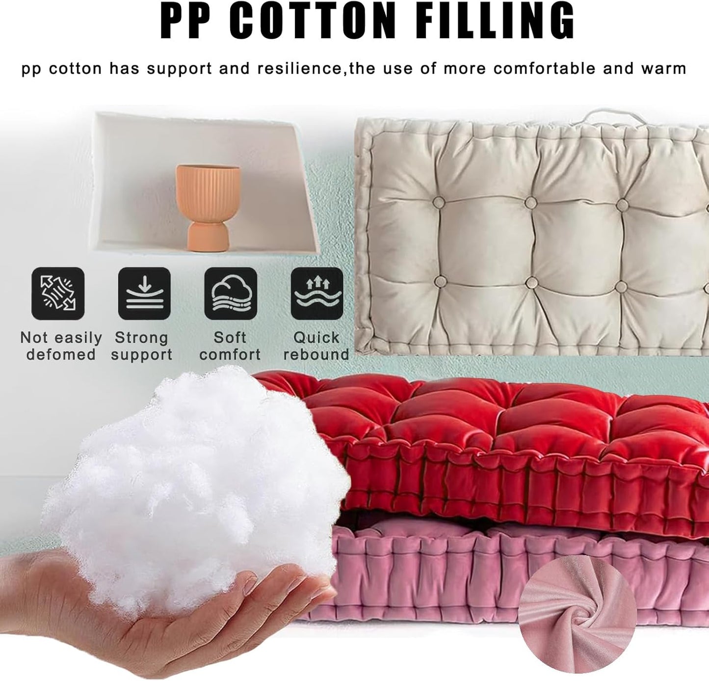 Custom Bench Cushion, Velvet Tufted Bench Cushions for Indoor, Tufted Button Design, 70D High Resilience Foam Soft and Comfortable, 90+ Colors