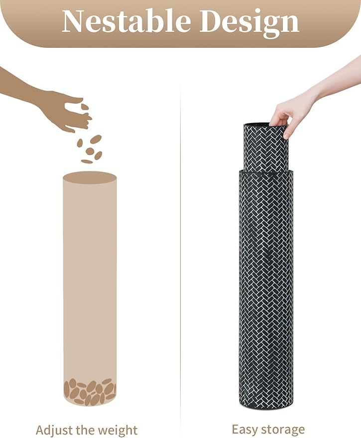 Sziqiqi Black Tall Floor Vase: 27.6/21.7in Metal Modern Cylinder Floor Vases - Woven Texture Extra Large Decorative Vase Set of 2 Home Decor for Living Room Bedroom Home Corner Indoor Office