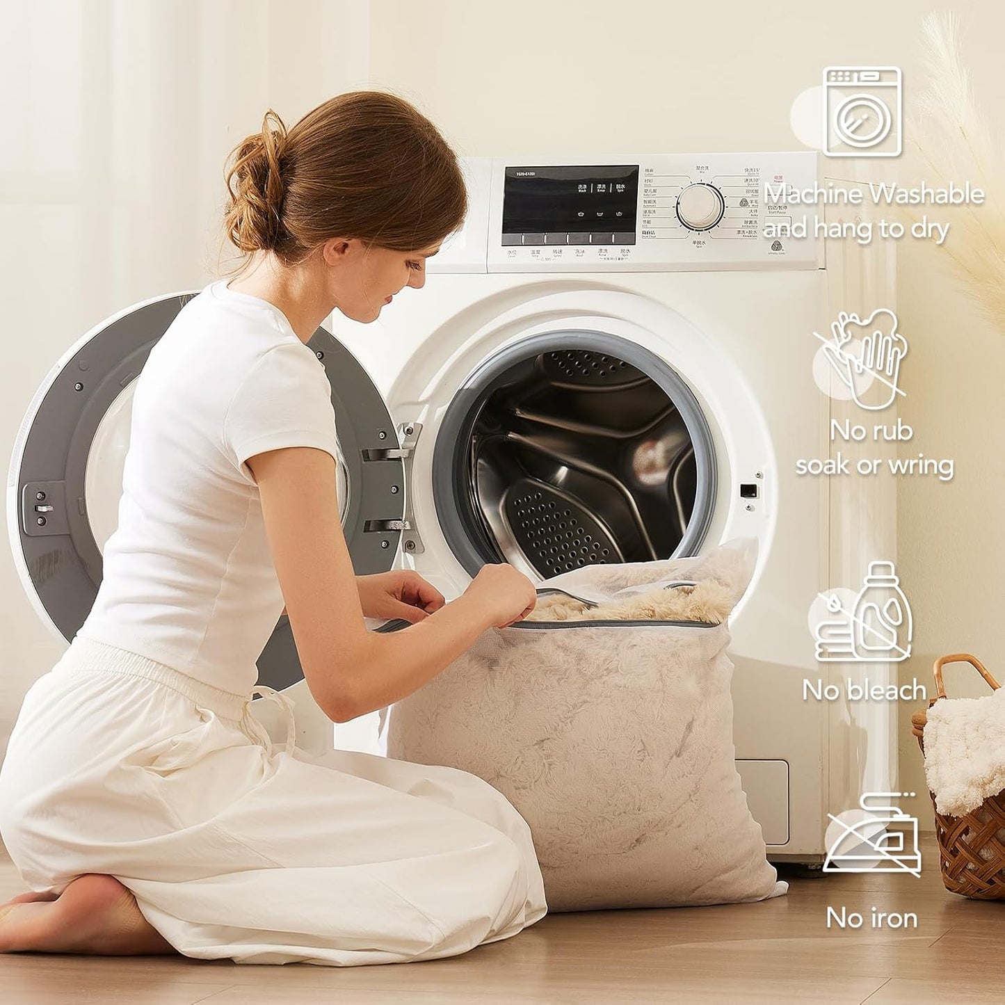 L'AGRATY Faux Rabbit Fur Blanket: 90" x 90" Queen Luxury Soft Fluffy Thick Fur Throw Blanket for Couch Bed Sofa - Cozy Plush Bubble Blankets for Winter: Flannel Fleece Decorative Blanket(Almond White)