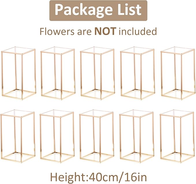 Sziqiqi Dining Table Centerpiece Small Flower Stand for Wedding - Engagement Party Decorations Dining Table Decor for Center Pieces Minimalism Cuboid Design 15.75inch