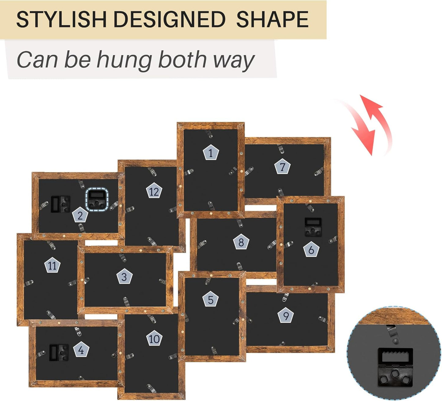 Jerry & Maggie 12 Opening Collage Picture Frame, Multi Picture Frame for Wall, 4x6 Inches, Plastic Wall Picture Frames for Living Room, No Assembly, Golden/ 2 Pack