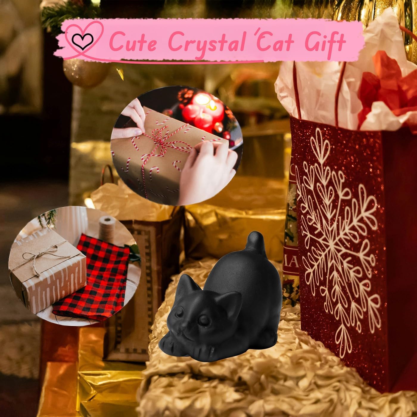 Black Cat Decor Statue Obsidian Crystal Cat Figurines Carved Room Decor for Desk Lazy Sculpture Handcrafted Healing Stone Natural Gemstones Spiritual Gifts for Cat Lovers