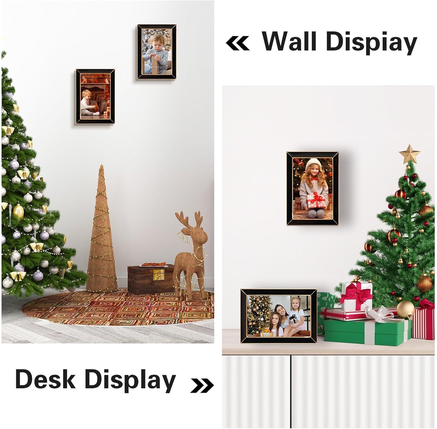 Frametory Enamel Picture Frame - 4x6 Gold Metal Edge Black Enamel Picture Frame With Easel and Velvet Back for Tabletop Display, Bookshelf, 4x6 Wall Decoration, Photo Frames-2 Set