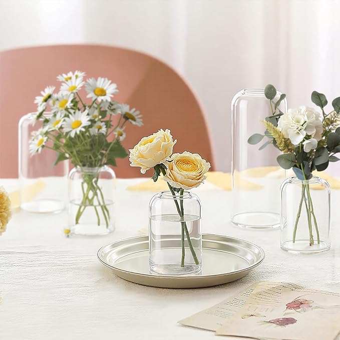Set of 24 Clear Glass Vases Cylinder Flower Vase for Rustic Farmhouse Centerpieces Wedding Table Decor Home Aesthetic Party & Event Decoration Bud Vases in Bulk (Flowers Not Included)
