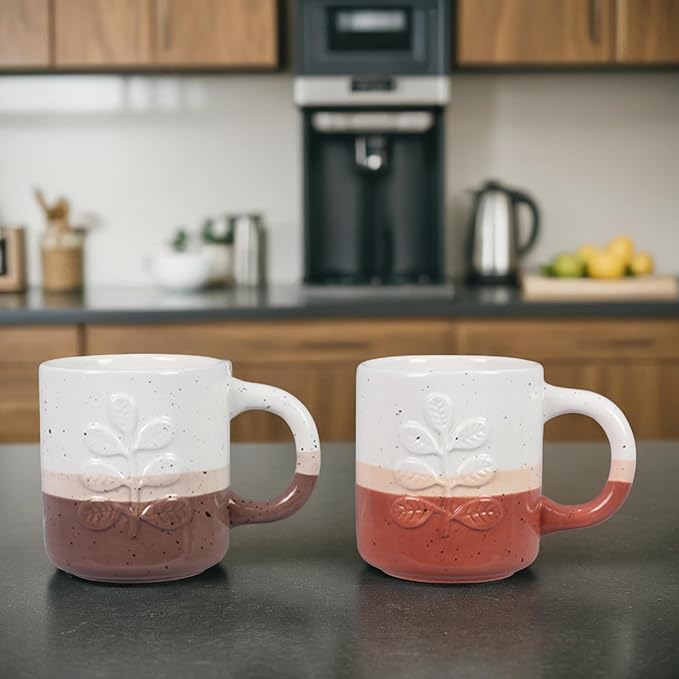 Young's Inc. Ceramic Autumn Boho Color Dipped Mugs, Fall Gift Set, Autumn Coffee Mugs Fall Kitchen Decorations, Thanksgiving Mug for Home Dećor Accessories, 4 Ast.