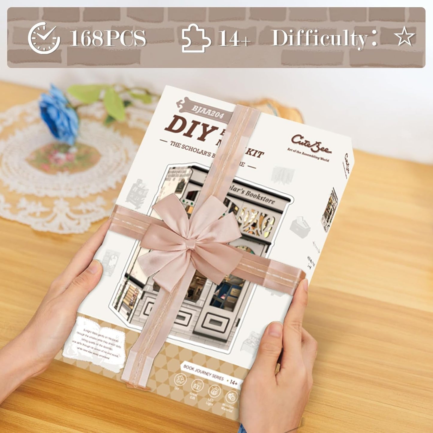 CUTEBEE Book Nook Kit - DIY Miniature House Dollhouse Kit for Adults and Teens, Booknook Tiny House Bookshelf Decor 3D Wooden Puzzle, Gifts for Family, Friends (The Scholar's Bookstore)