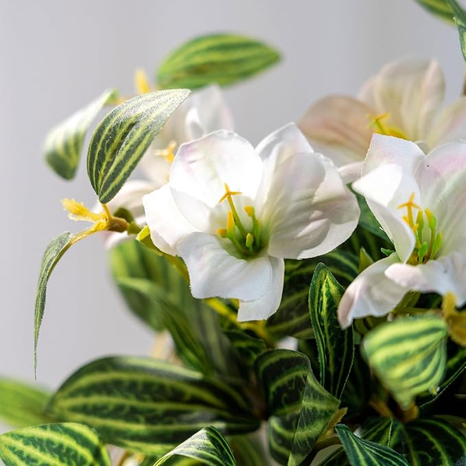 2PCS Artificial Hanging Plant with Pot Faux Hanging Plants Small Hanging Plants Pot with Artificial Vines and Flower Greenery Decoration for Living Room Wall Home Wall Shelf (Stripe White)