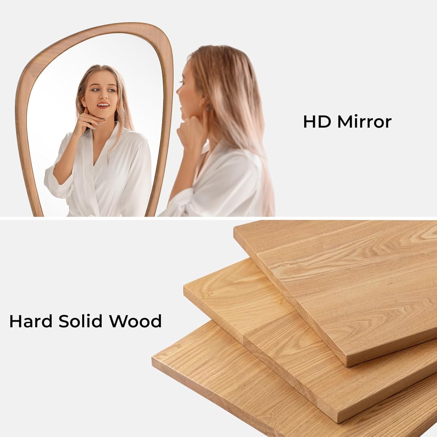 HOMECOOKIN Asymmetrical Mirror, Irregular Wall Mirror, Wall Mirrors Decorative for Bedroom Living Room Entryway Hall, Wood Mirror for mid Century Modern Decor 36" H x 23" W