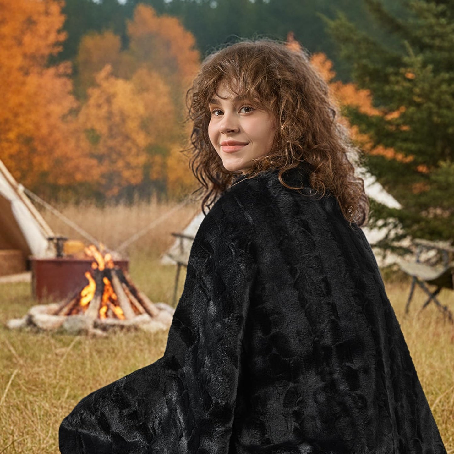 Krifey Black Faux Fur Blanket for Bed, 3D Marble Texture Soft Cozy Fuzzy Plush Thick Warm Blanket, Faux Rabbit Fleece, Christmas Birthday Gifts for Men Dad, Cool Black, 60x80in