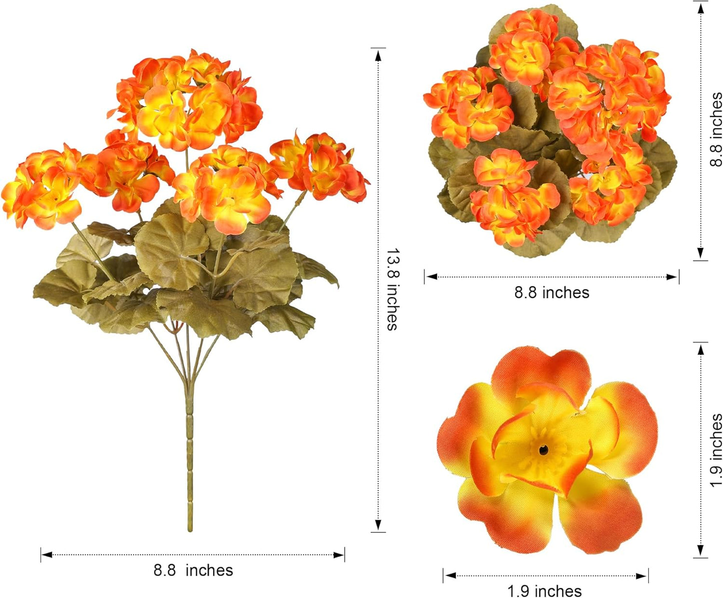 Fake Geraniums Artificial Flowers for Outdoors Fall Autumn Decoration, 6 Bundles Silk Geraniums Look Real Faux Fall Flowers Plants for Front Door Garden Planter Patio Balcony Yard Home Indoor, Mix