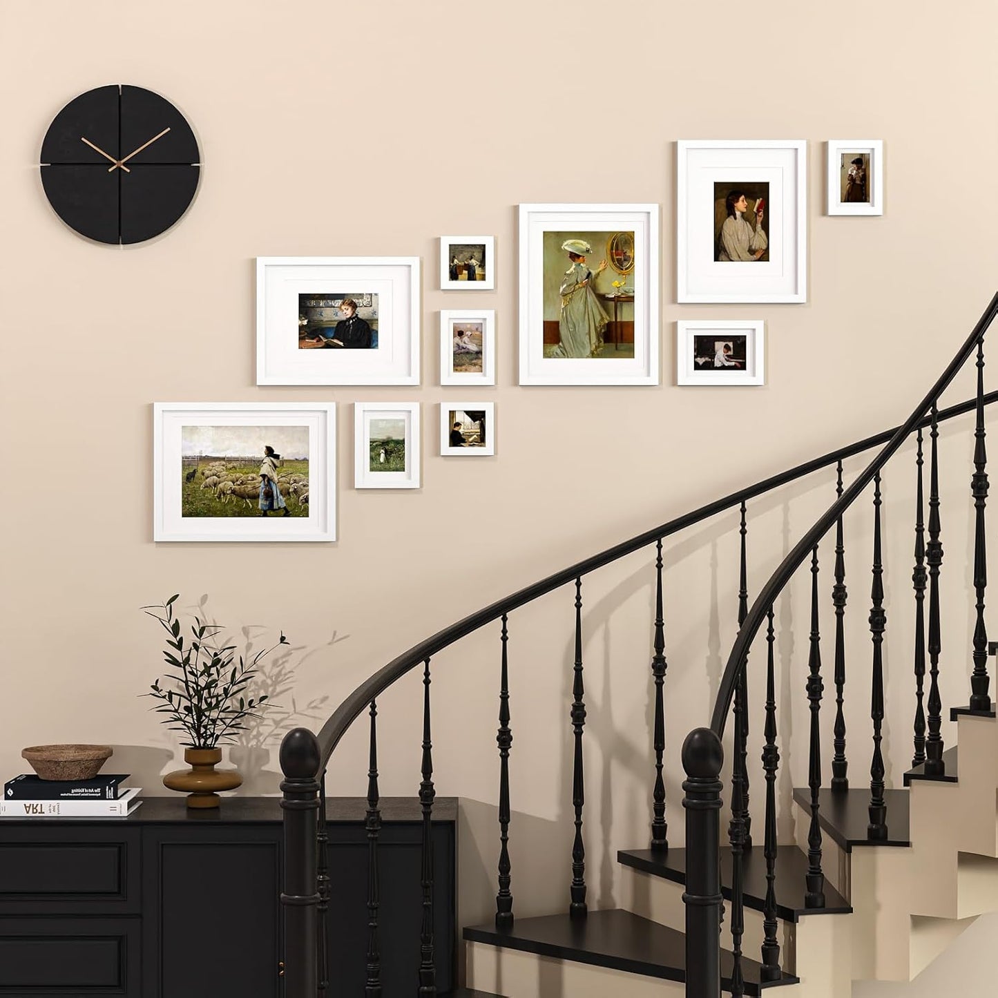 Egofine Picture Frame Set 10 Pack, Picture Frames Collage Wall Decor with Two 12x16,Two 11x14,Two 5x7,Two 4x6,Two 4x4 for Wall and Tabletop, Made of Solid Wood, Covered by Plexiglass, White